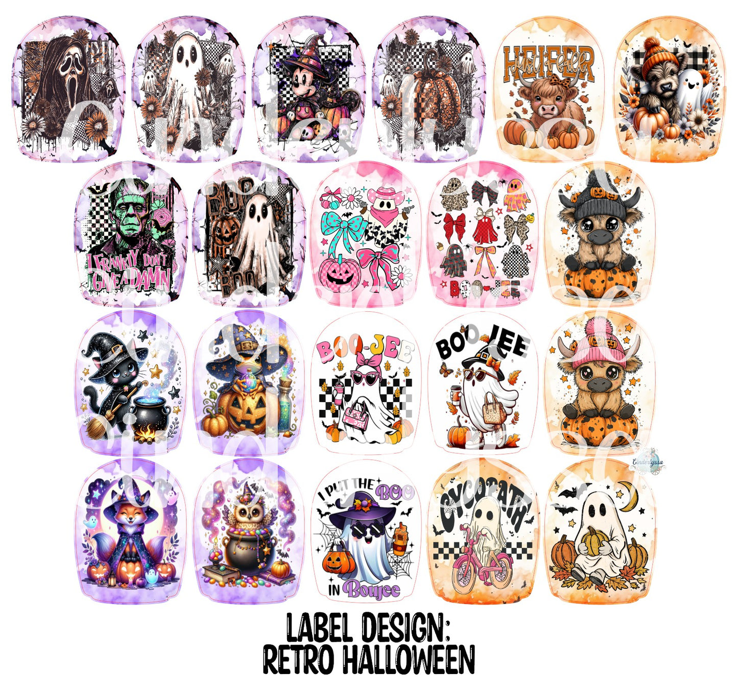Label Design: Retro Halloween Cardstock Silicone Mold, Aroma Bead Molds, Car Freshies, Premium Cardstock Images
