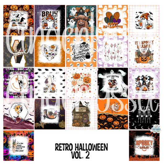2.5 inch Square: Retro Halloween Vol. 2 Cardstock Only for freshies - NO MOLD: Cardstock Silicone Mold, for Aroma Bead Molds, Premium Cardstock Images