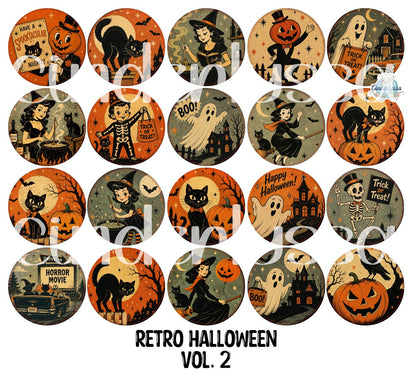 3.75 inch Round Retro Halloween Vol. 2 for Cardstock Silicone Mold, for Aroma Bead Molds, Premium Cardstock Images