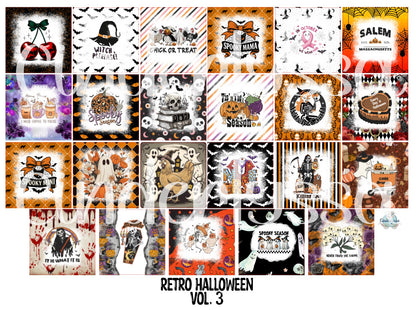 3 inch Square: Retro Halloween Vol. 3 Theme Cardstock/Picture With Beveled Edge Cardstock Silicone Mold, Aroma Bead Molds
