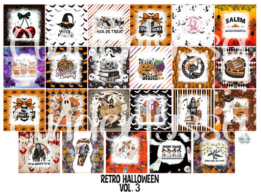 3 inch Square: Retro Halloween Vol. 3 Theme Cardstock/Picture With Beveled Edge Cardstock Silicone Mold, Aroma Bead Molds