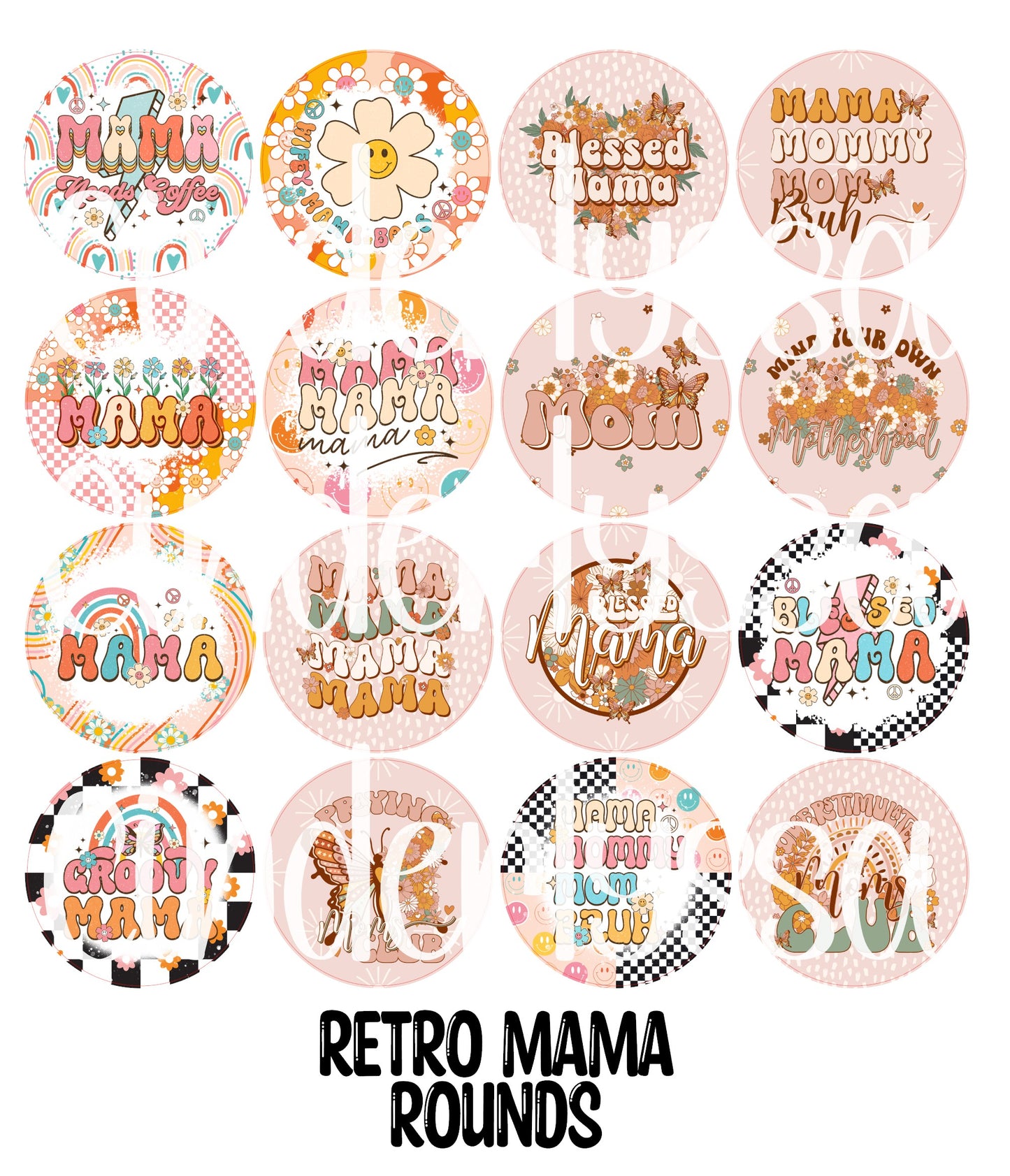 3.5 inch Round: Retro Mama for Cardstock Silicone Mold, NO MOLD INCLUDED for Aroma Bead Molds, Premium Cardstock Images