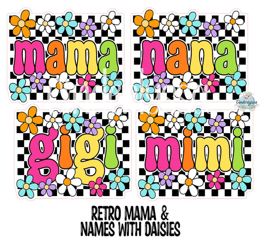 Retro Mama & Names with Daisies Cardstock Silicone Mold, Aroma Bead Molds, Premium Cardstock Images