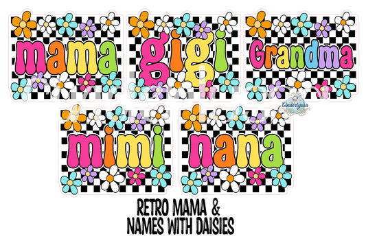 Retro Mama & Names with Daisies Cardstock Silicone Mold, Aroma Bead Molds, Premium Cardstock Images
