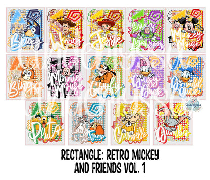 3x4 inch Rectangle: Retro Mickey and Friends Vol. 1 Cardstock/Picture With .25 inch Curved Edge Cardstock Silicone Mold, Aroma Bead Molds