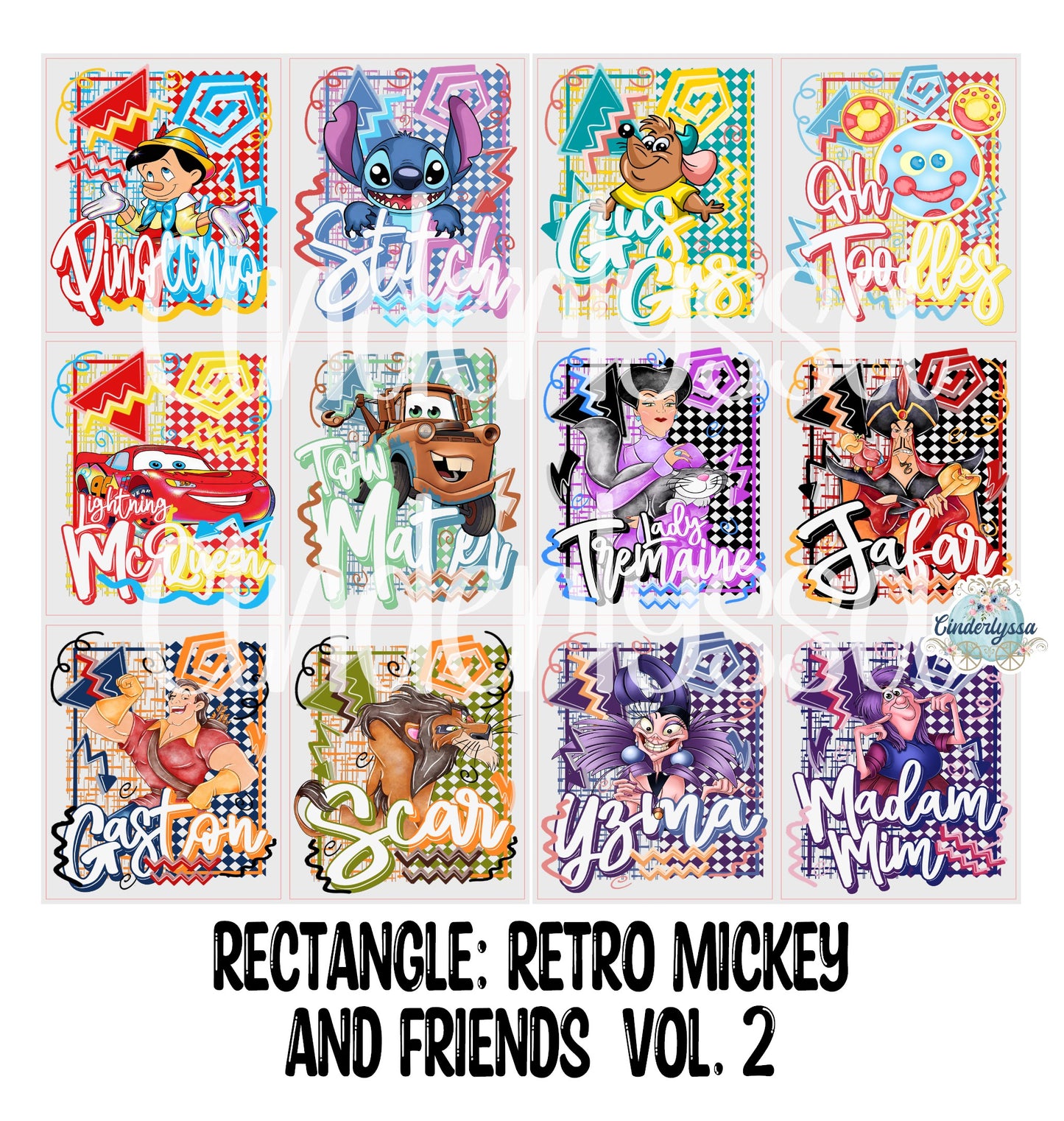 3x4 inch Rectangle: Retro Mickey and Friends Vol. 2 Cardstock/Picture With .25 inch Curved Edge Cardstock Silicone Mold, Aroma Bead Molds