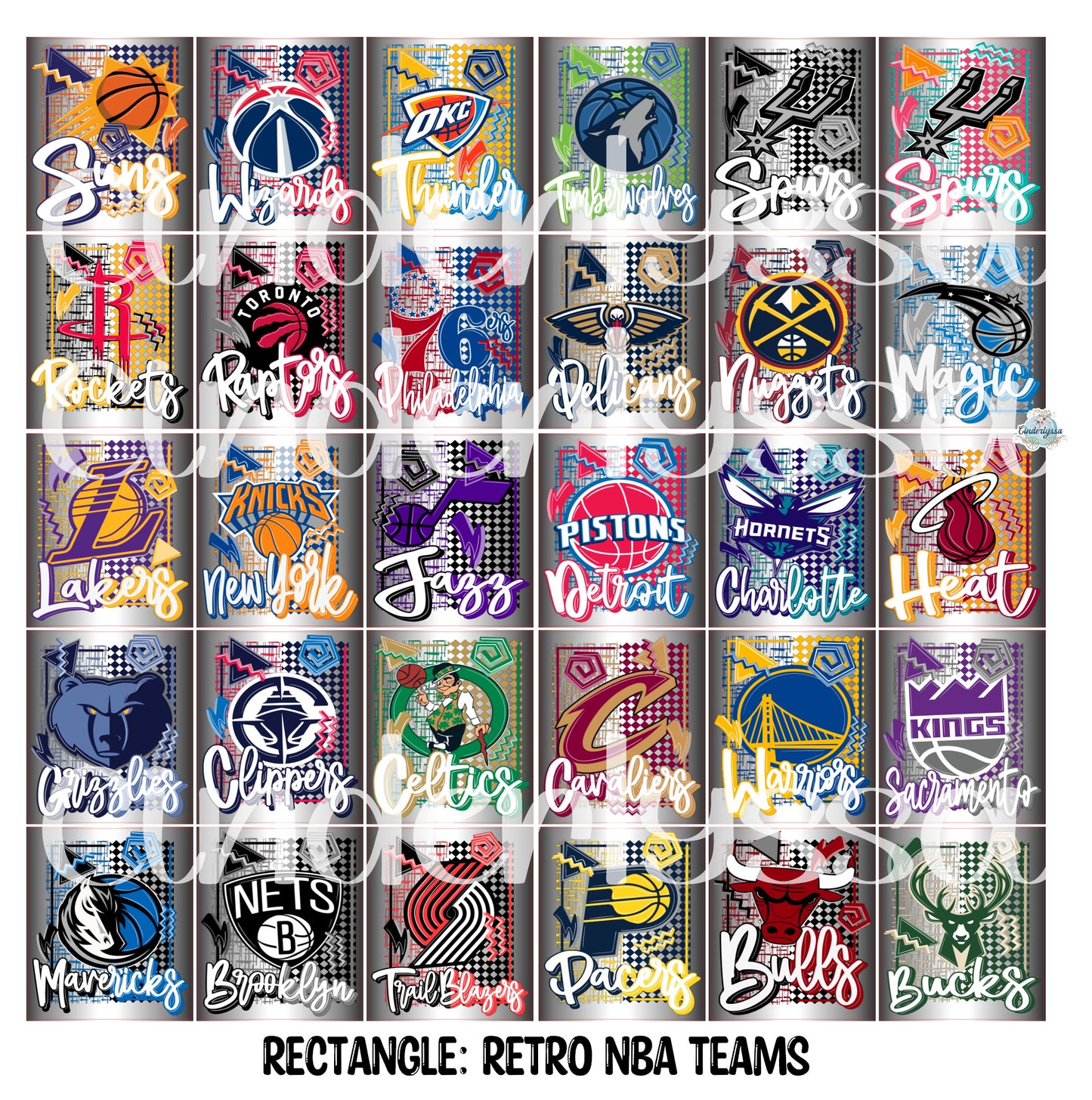 3x4 inch Rectangle: Retro NBA Teams Cardstock/Picture With .25 inch Curved Edge Cardstock Silicone Mold, Aroma Bead Molds