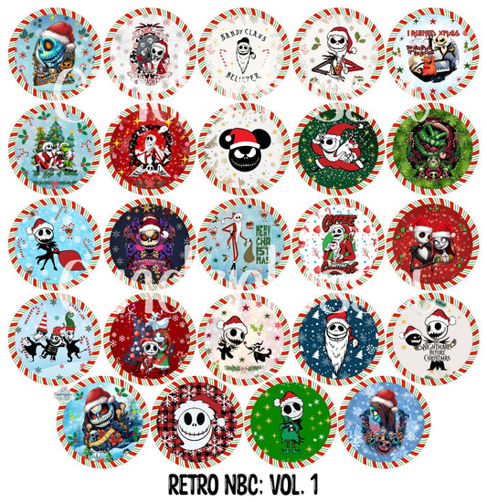 3.5 inch Round: Retro NBC Vol. 1 (Nightmare Before Christmas) for Cardstock Silicone Mold, NO MOLD INCLUDED for Aroma Bead Molds, Premium Cardstock Images