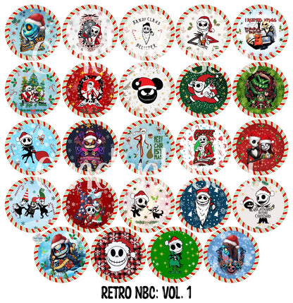 3.75 inch Round: Retro NBC Vol. 1 (Nightmare Before Christmas) for Cardstock Silicone Mold, for Aroma Bead Molds, Premium Cardstock Images