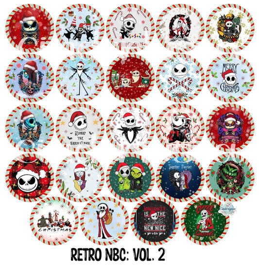 2.5 inch Round: Retro NBC Vol. 2 (Nightmare Before Christmas) Cardstock Only for freshies/Cardstock Silicone Mold, Premium Cardstock Images - NO MOLD