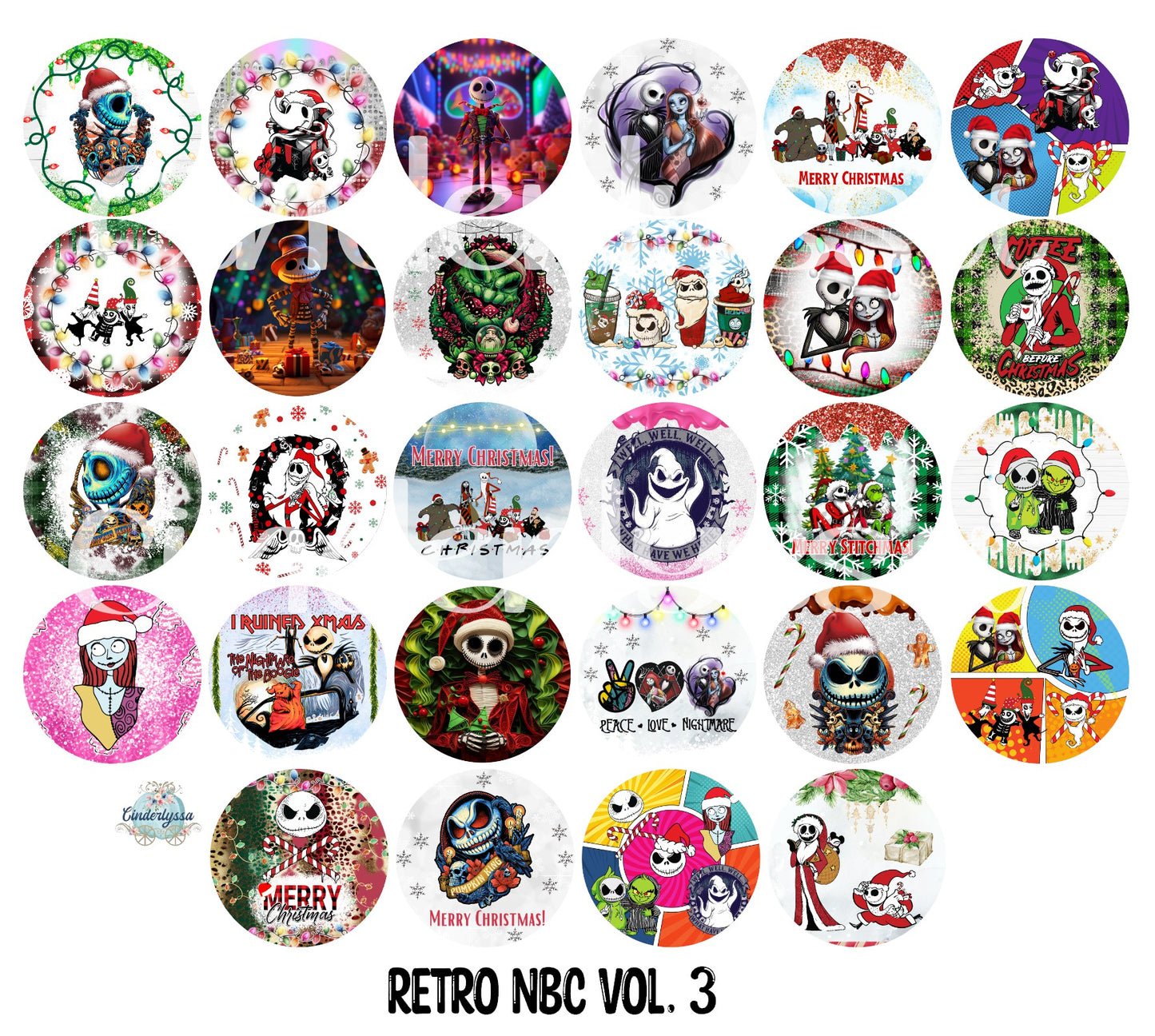 2.5 inch Round: Retro NBC Vol. 3 (Nightmare Before Christmas) Cardstock Only for freshies/Cardstock Silicone Mold, Premium Cardstock Images - NO MOLD
