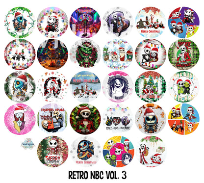 3.75 inch Round: Retro NBC Vol. 3 (Nightmare Before Christmas) for Cardstock Silicone Mold, for Aroma Bead Molds, Premium Cardstock Images