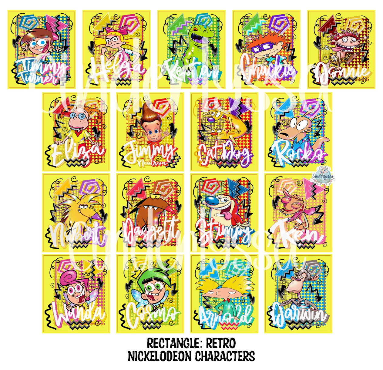 3x4 inch Rectangle: Retro Nickelodeon Character Cardstock/Picture With .25 inch Curved Edge Cardstock Silicone Mold, Aroma Bead Molds