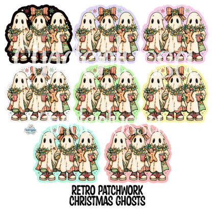 Retro Patchwork Christmas Ghosts for Cardstock Silicone Mold, Aroma Bead Molds, Premium Cardstock Images