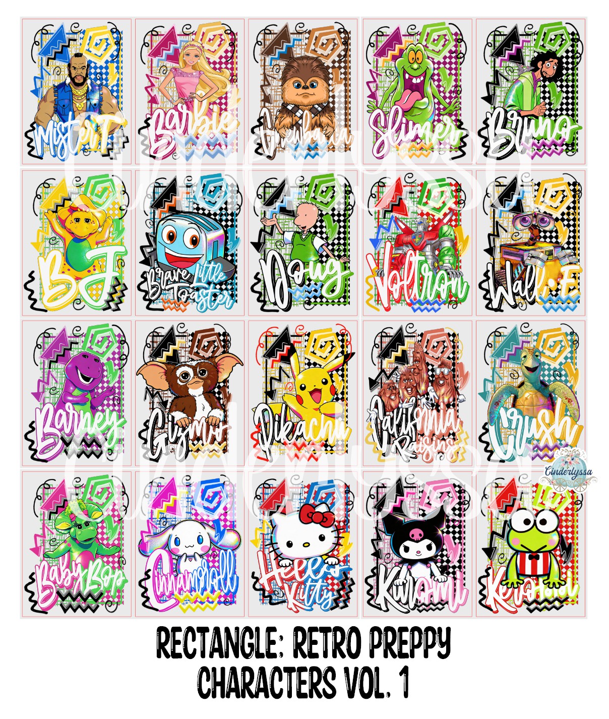 3x4 inch Rectangle: Retro Preppy Characters Vol. 1 Cardstock/Picture With .25 inch Curved Edge Cardstock Silicone Mold, Aroma Bead Molds