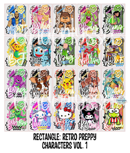 3x4 inch Rectangle: Retro Preppy Characters Vol. 1 Cardstock/Picture With .25 inch Curved Edge Cardstock Silicone Mold, Aroma Bead Molds