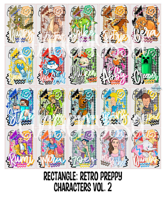 3x3.5 inch Rectangle: Retro Preppy Characters Vol. 2 Cardstock/Picture With .25 inch Curved Edge Cardstock Silicone Mold, Aroma Bead Molds, Premium Cardstock Images