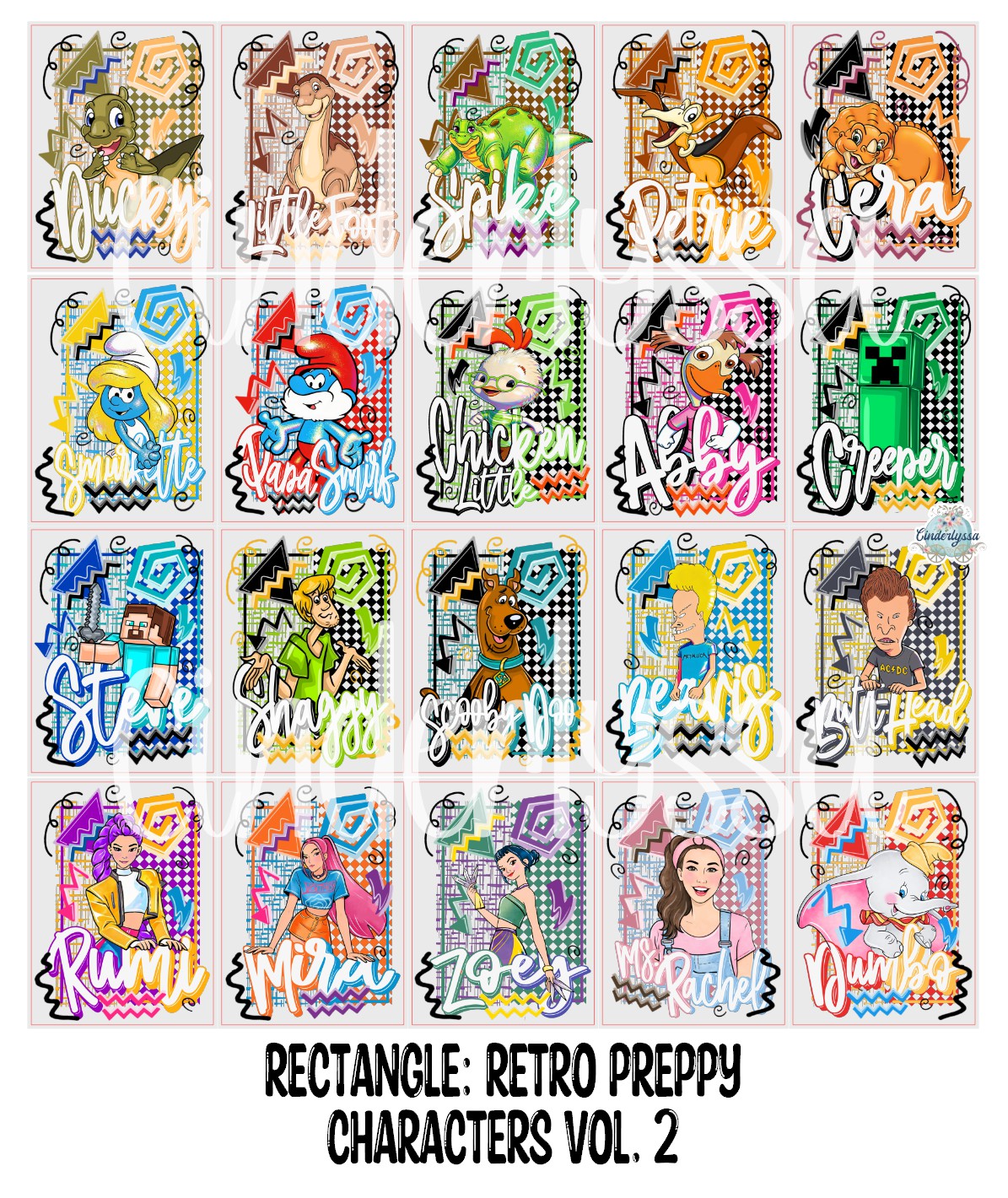3x4 inch Rectangle: Retro Preppy Characters Vol. 2 Cardstock/Picture With .25 inch Curved Edge Cardstock Silicone Mold, Aroma Bead Molds