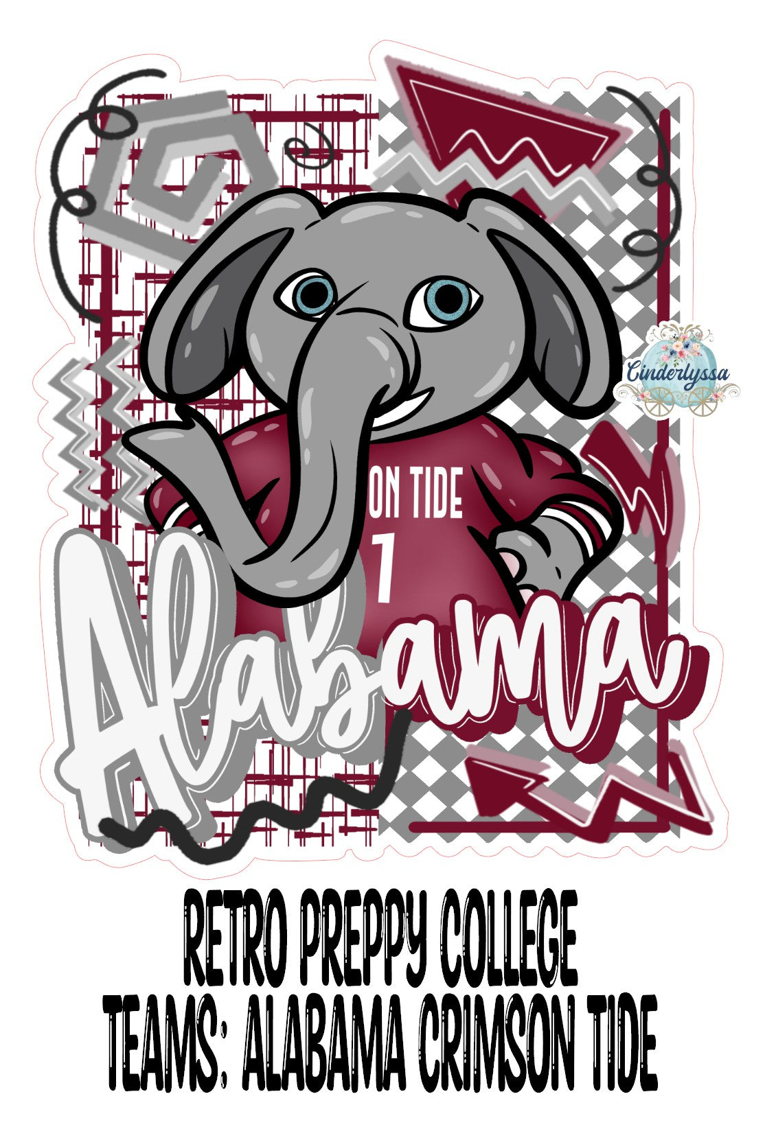 Retro Preppy College Teams: Alabama Crimson Tide Cardstock Silicone Mold, Aroma Bead Molds, Premium Cardstock Images