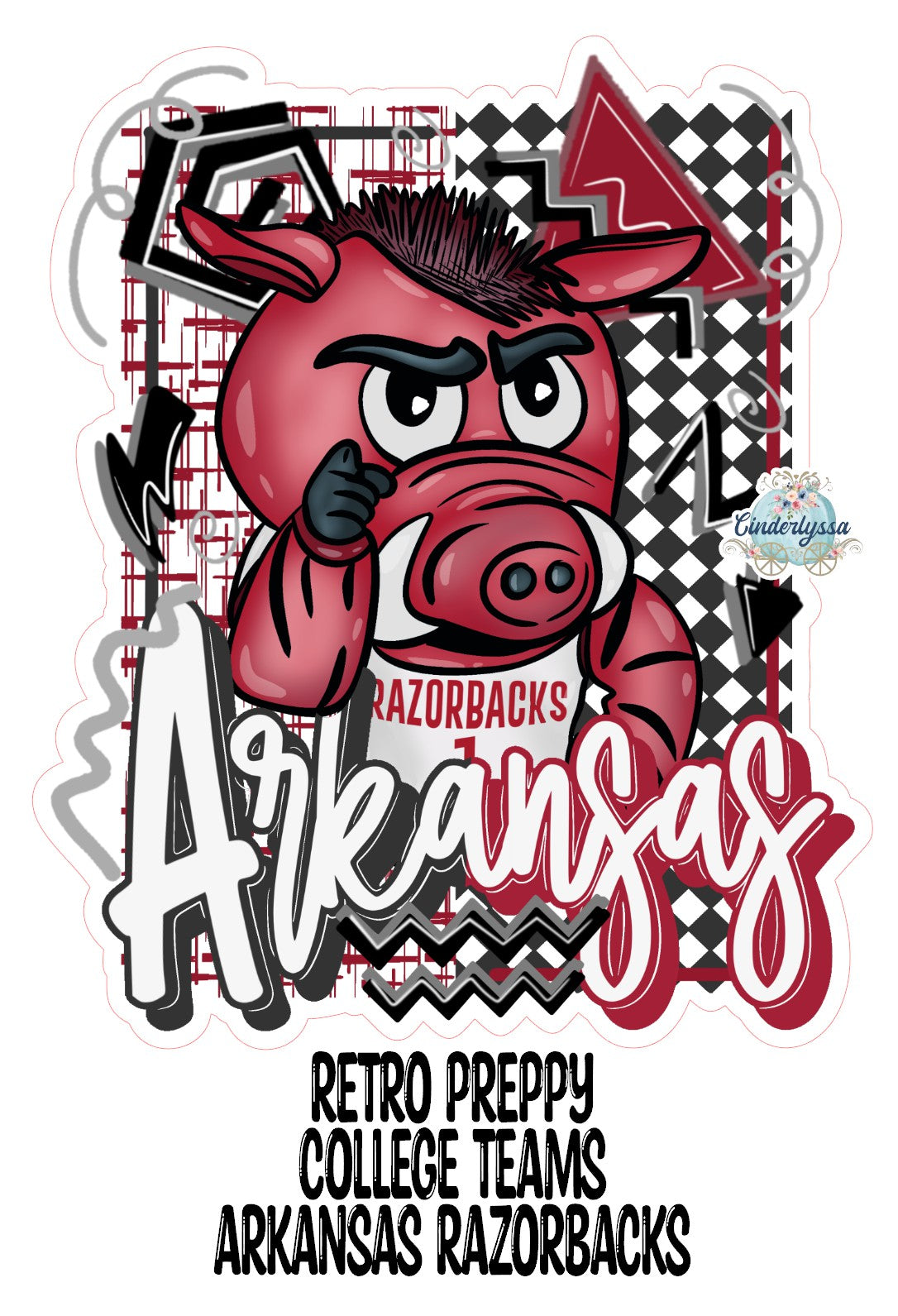 Retro Preppy College Teams: Arkansas Razorbacks Cardstock Silicone Mold, Aroma Bead Molds, Premium Cardstock Images