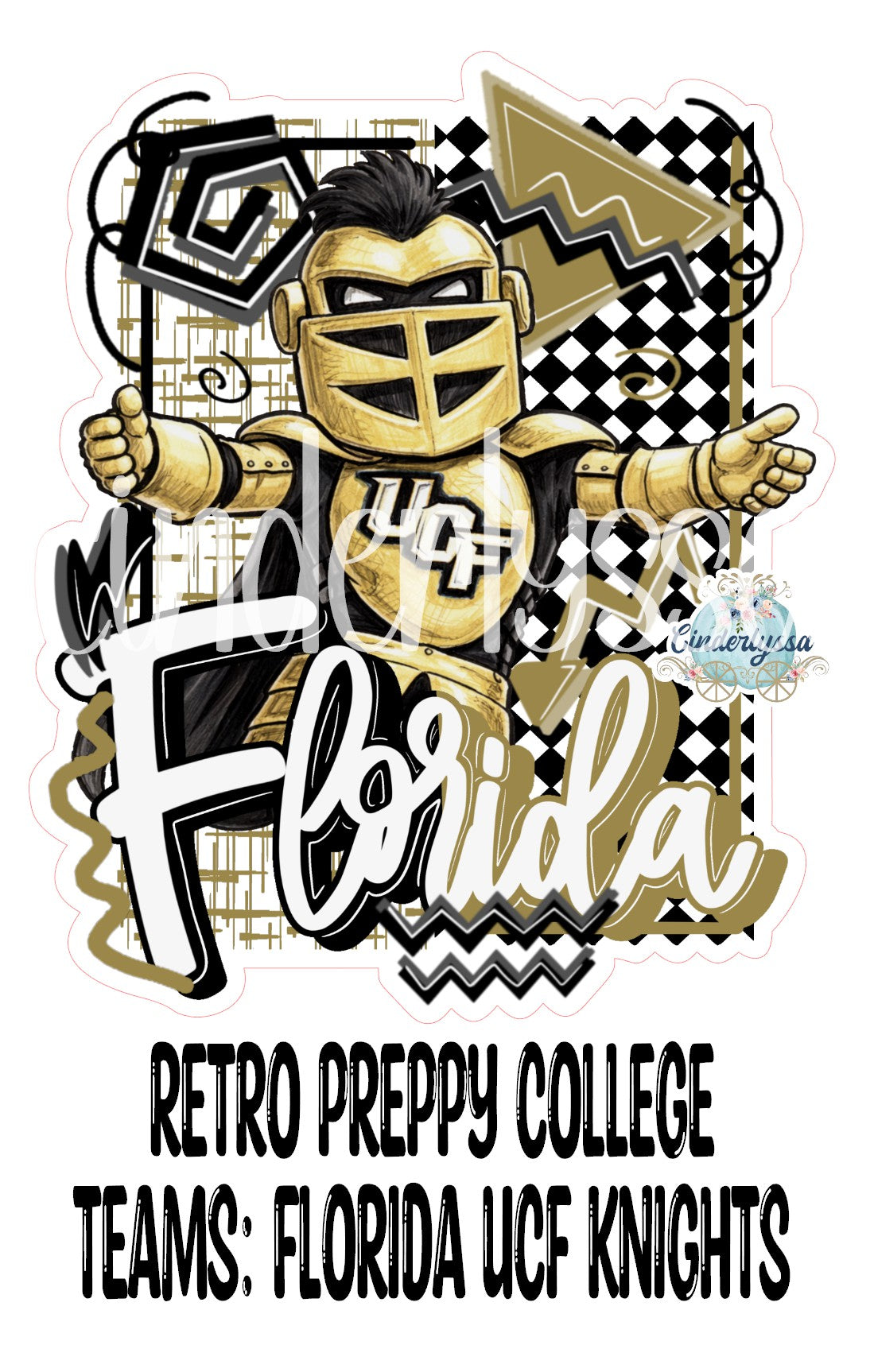 Retro Preppy College Teams: Florida UCF Knights Cardstock Silicone Mold, Aroma Bead Molds, Premium Cardstock Images
