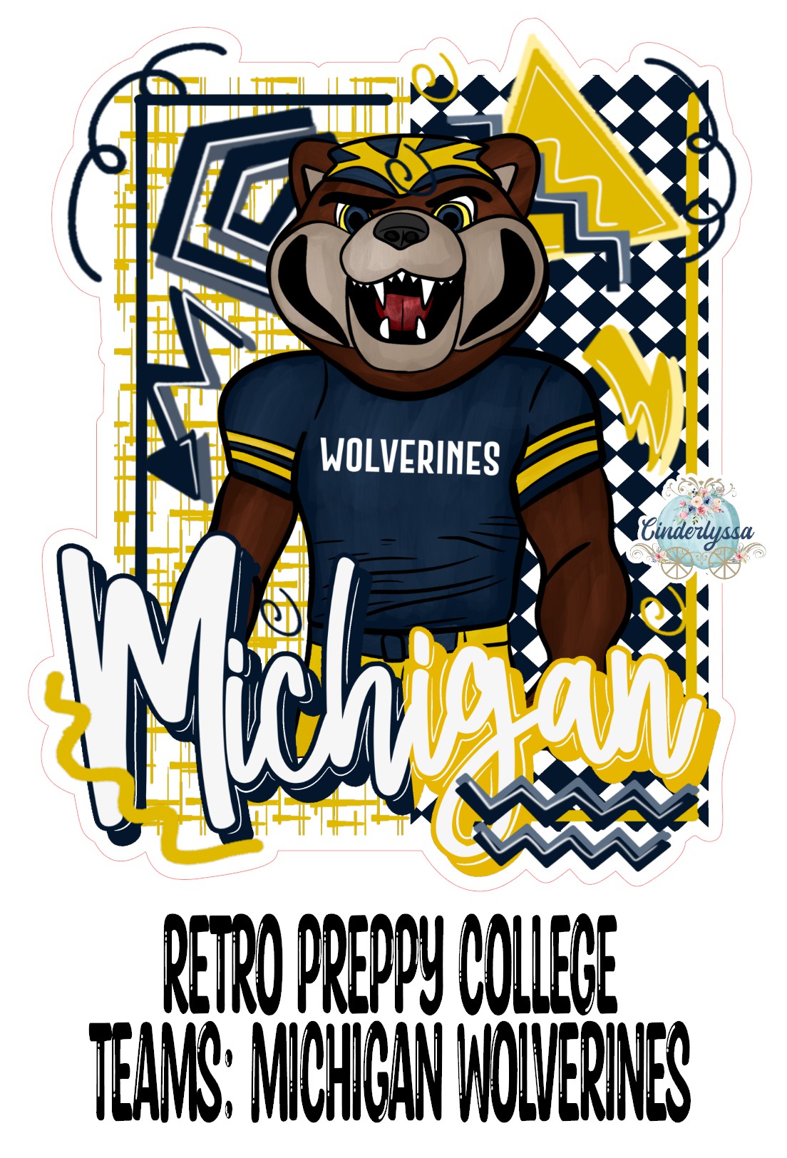 Retro Preppy College Teams: Michigan Wolverines Cardstock Silicone Mold, Aroma Bead Molds, Premium Cardstock Images