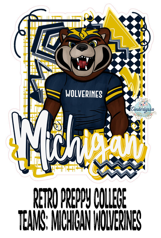 Retro Preppy College Teams: Michigan Wolverines Cardstock Silicone Mold, Aroma Bead Molds, Premium Cardstock Images