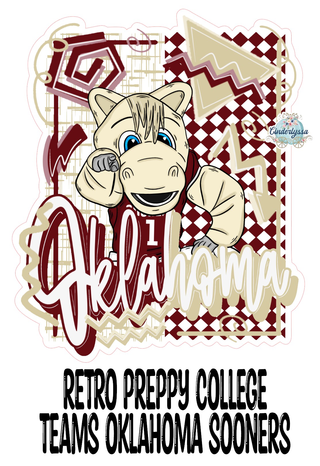 Retro Preppy College Teams: Oklahoma Sooners Cardstock Silicone Mold, Aroma Bead Molds, Premium Cardstock Images