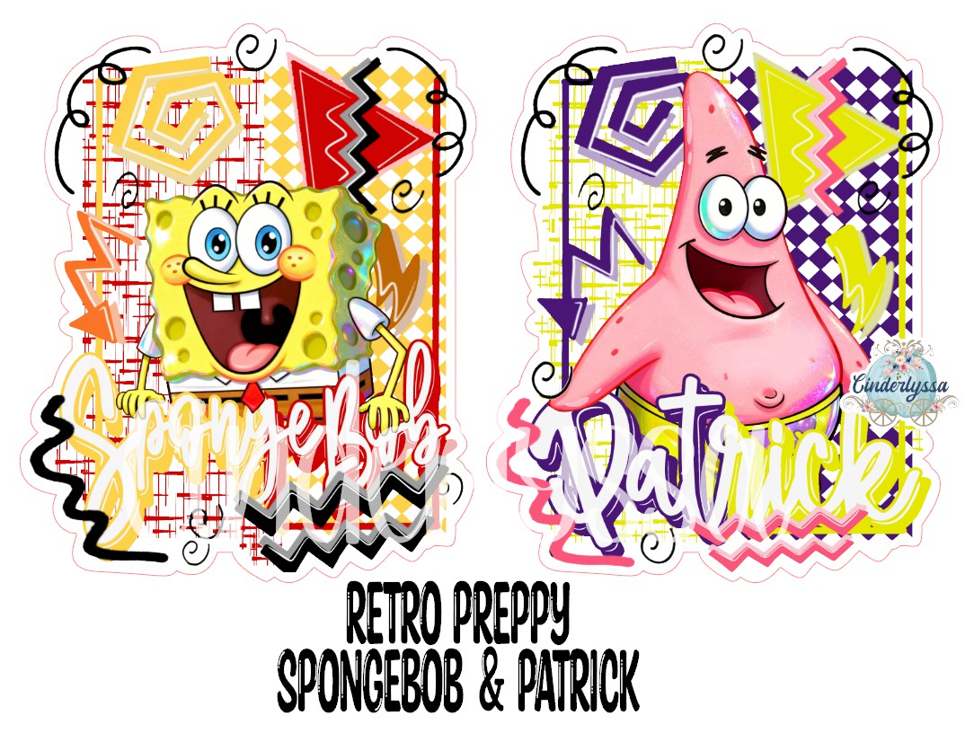 Retro Preppy SpongeBob & Patrick Cardstock Silicone Mold, Aroma Bead Molds, Premium Cardstock Images