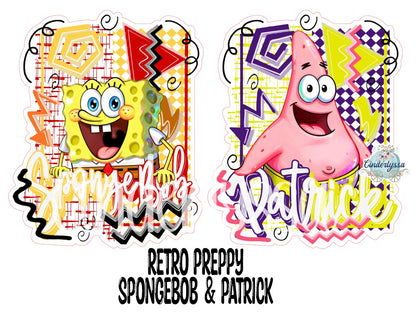 Retro Preppy SpongeBob & Patrick Cardstock Silicone Mold, Aroma Bead Molds, Premium Cardstock Images