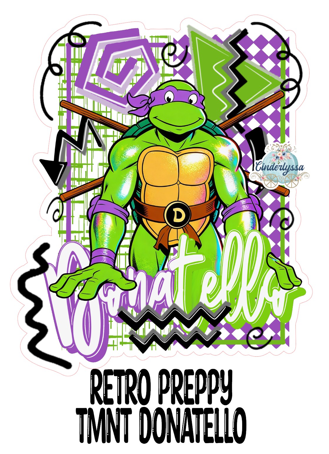 Retro Preppy TMNT Donatello Cardstock Silicone Mold, Aroma Bead Molds, Premium Cardstock Images