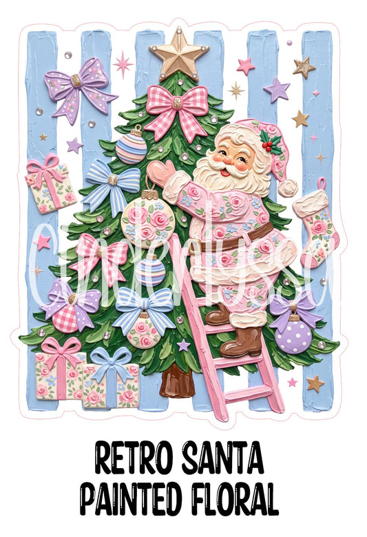 Retro Santa Painted Floral Cardstock Silicone Mold, Aroma Bead Molds, Premium Cardstock Images