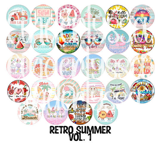 3.5 inch Round: Retro Summer Vol. 1 for Cardstock Silicone Mold, NO MOLD INCLUDED for Aroma Bead Molds, Premium Cardstock Images