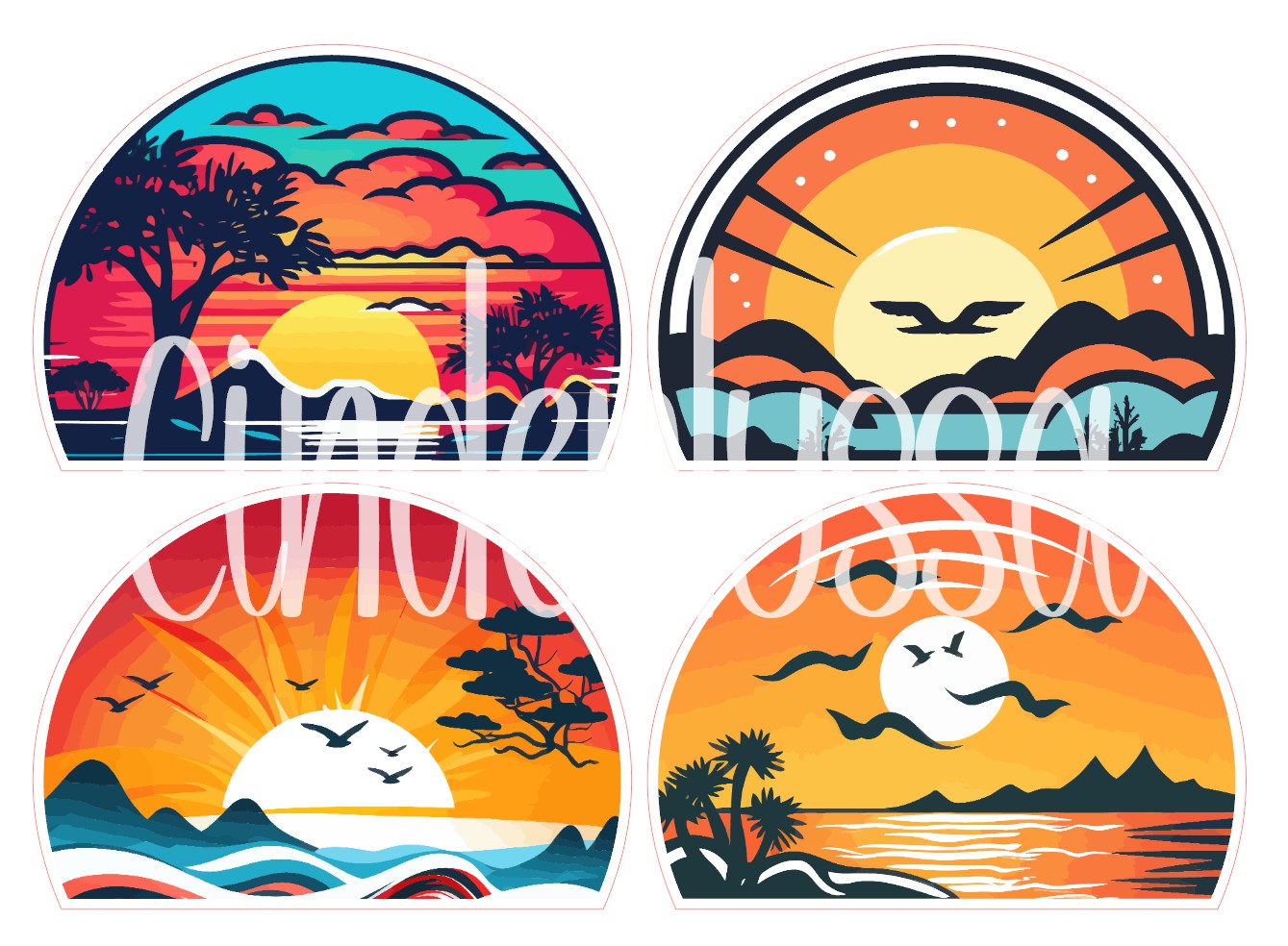 Retro Sunset Cardstock Silicone Mold, Aroma Bead Molds, Premium Cardstock Images