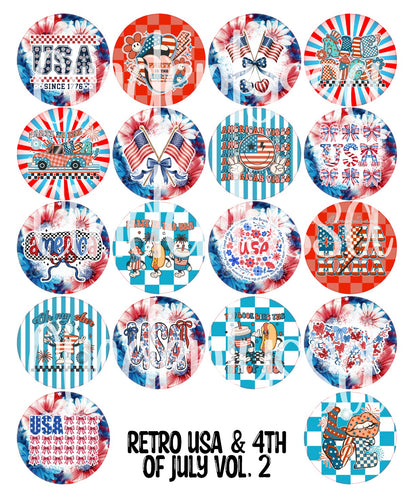 3.75 inch Round: Retro USA & 4th of July Vol. 2 for Cardstock Silicone Mold, for Aroma Bead Molds, Premium Cardstock Images