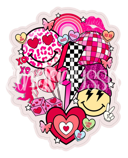 Retro Valentines Collage: Cupid, Lips, Candy Hearts Cardstock Silicone Mold, Aroma Bead Molds, Premium Cardstock Images