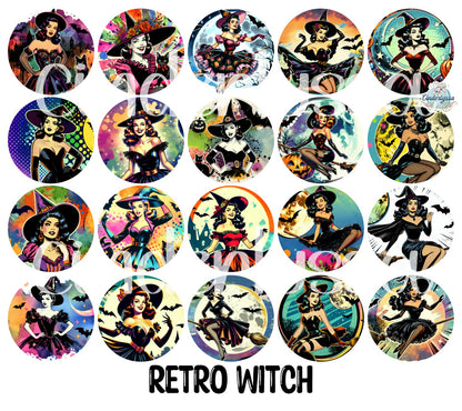 3.75 inch Round Retro Witch for Cardstock Silicone Mold, for Aroma Bead Molds, Premium Cardstock Images