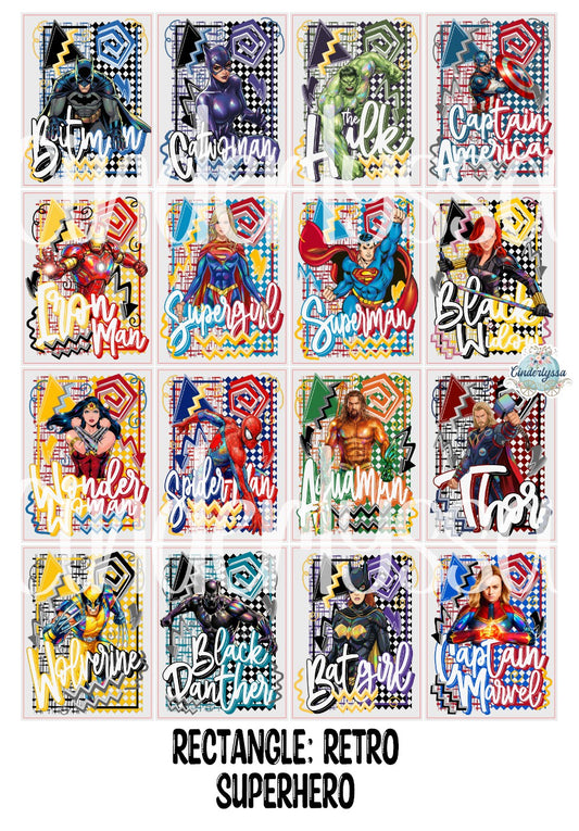 3x4 inch Rectangle: Retro Superhero Cardstock/Picture With .25 inch Curved Edge Cardstock Silicone Mold, Aroma Bead Molds