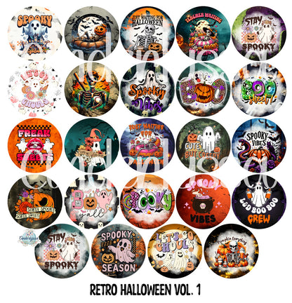 3.75 inch Round: Retro Halloween Vol. 1 for Cardstock Silicone Mold, for Aroma Bead Molds, Premium Cardstock Images