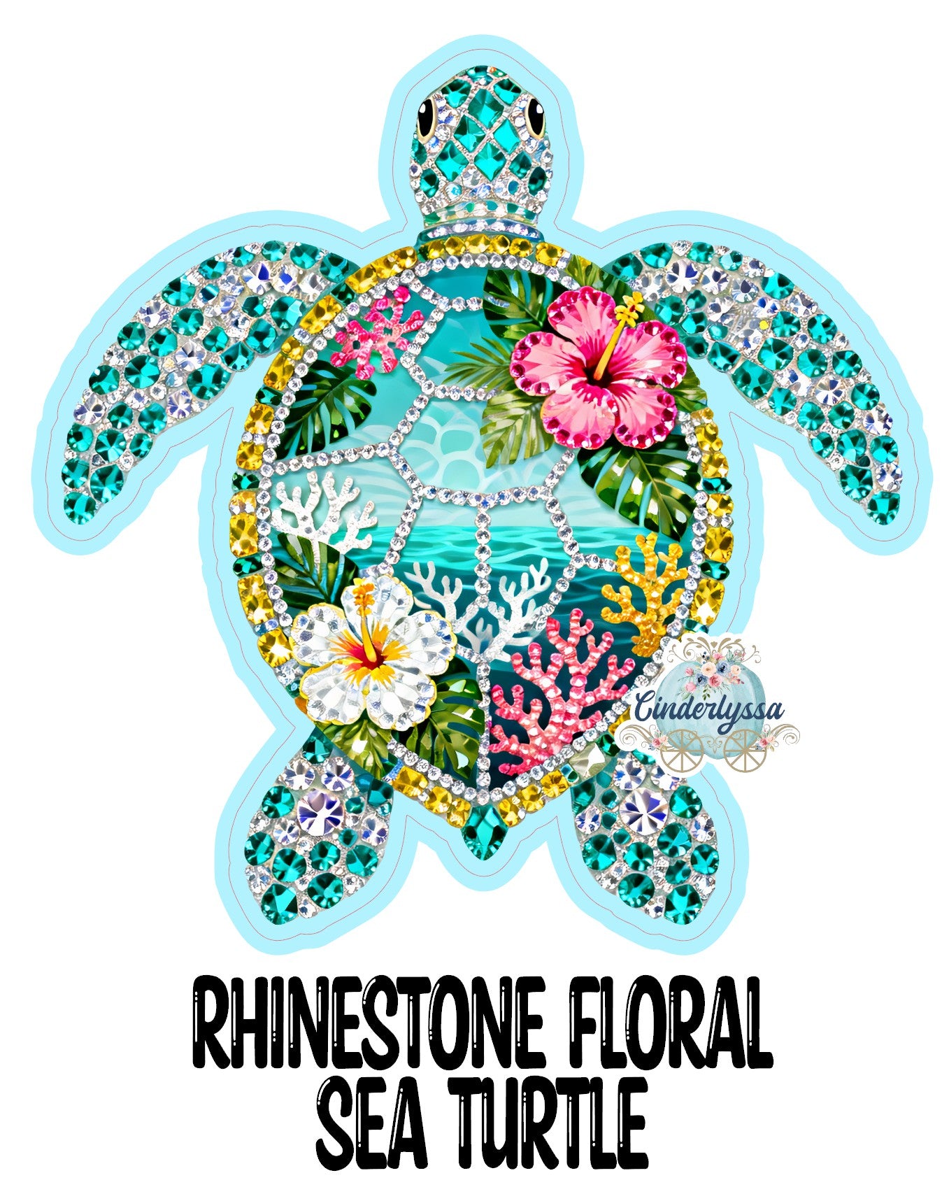 Rhinestone Floral Sea Turtle Cardstock Silicone Mold, Aroma Bead Molds, Premium Cardstock Images