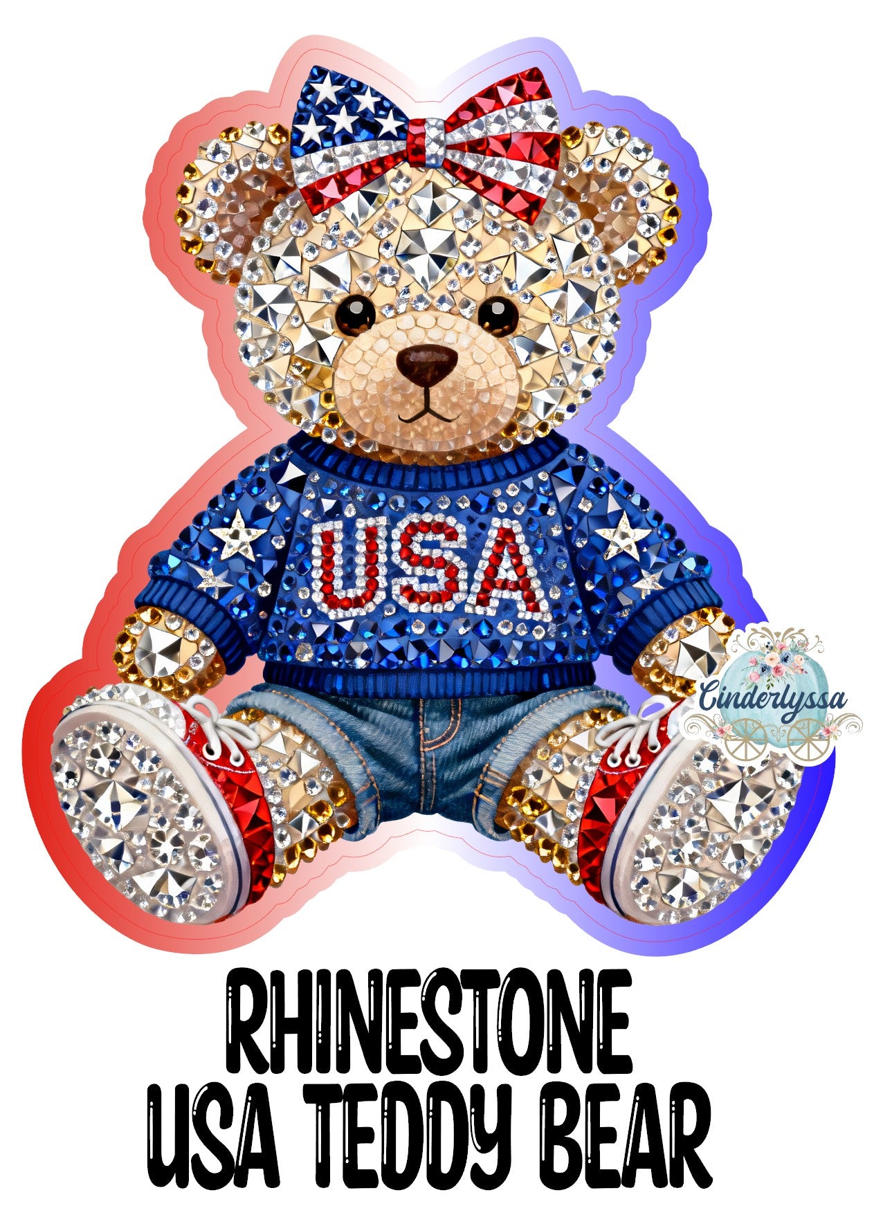 Rhinestone USA Teddy Bear Cardstock Silicone Mold, Aroma Bead Molds, Car Freshies, Premium Cardstock Images