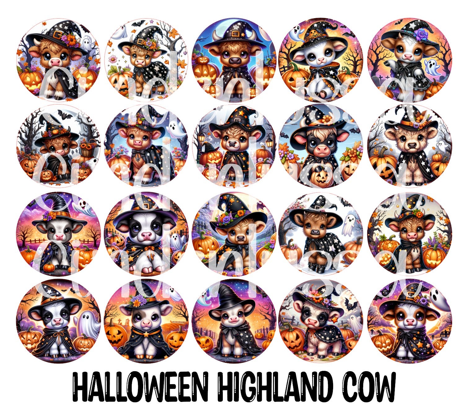 2.5 inch Round Halloween Highland Cow Cardstock Only for freshies: Car ...