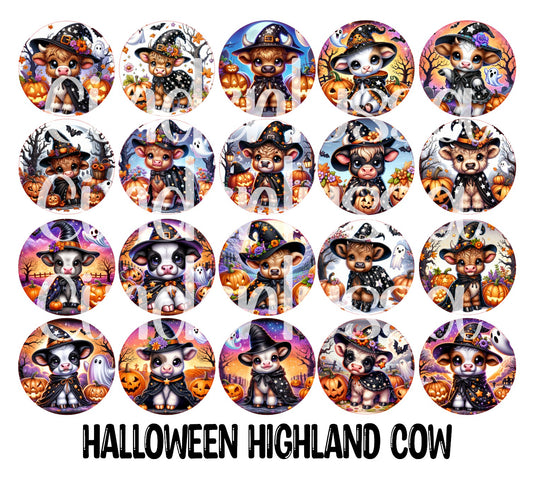 3.75 inch Round: Halloween Highland Cow for Cardstock Silicone Mold, for Aroma Bead Molds, Premium Cardstock Images