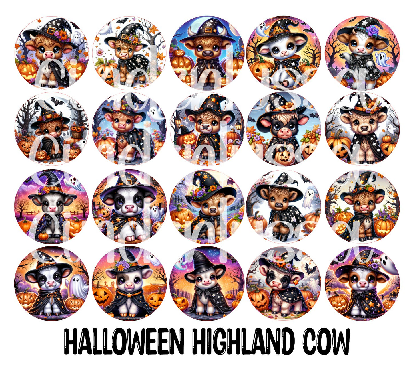 3 inch Round Halloween Highland Cow Cardstock Only for freshies: Aroma Bead Molds, Premium Cardstock Images
