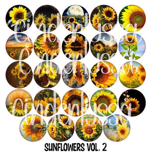 3.75 inch Round: Sunflowers Vol. 2 for Cardstock Silicone Mold, for Aroma Bead Molds, Premium Cardstock Images