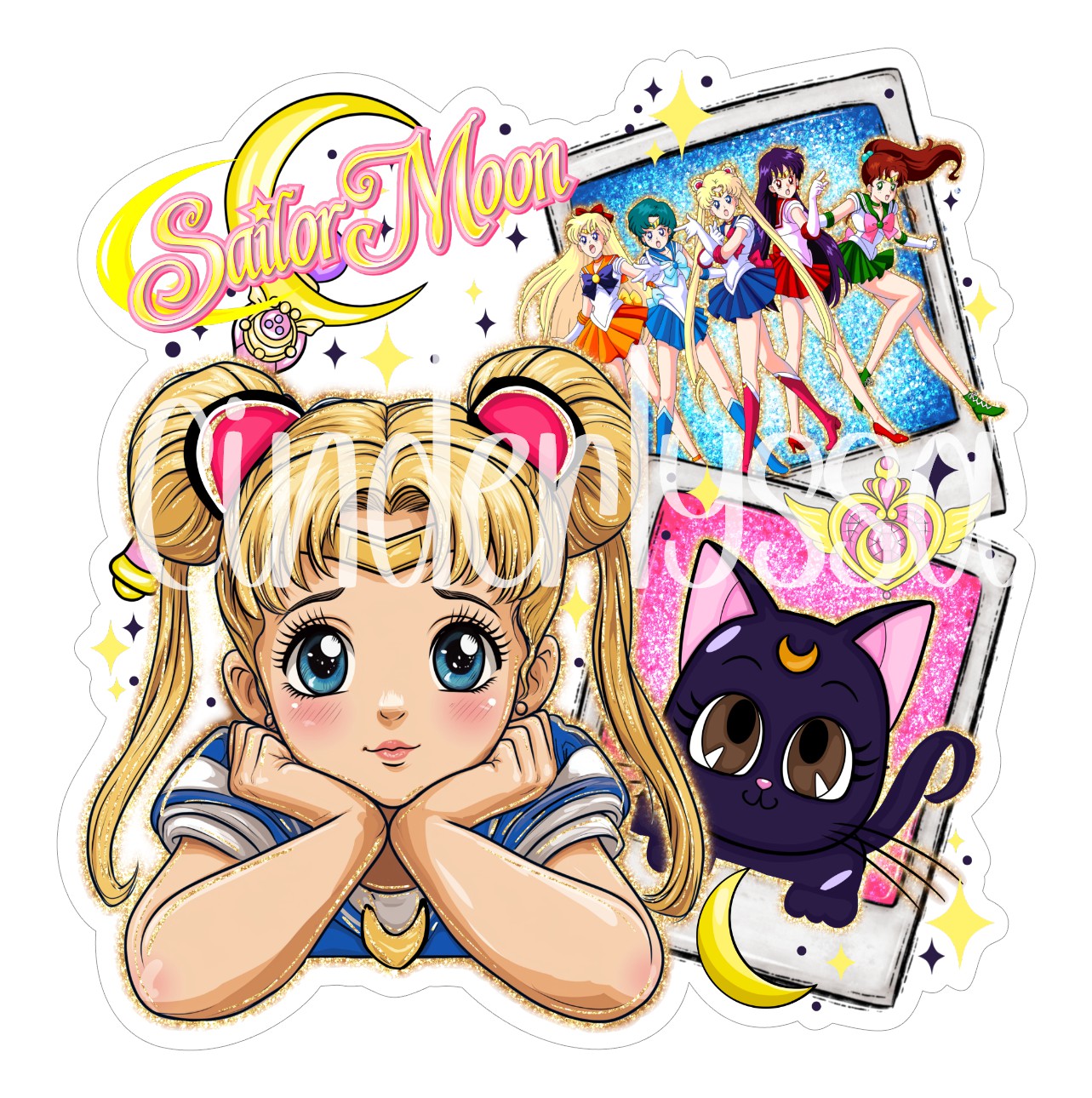 Sailor Moon Collage Cardstock Silicone Mold, Aroma Bead Molds, Premium Cardstock Images