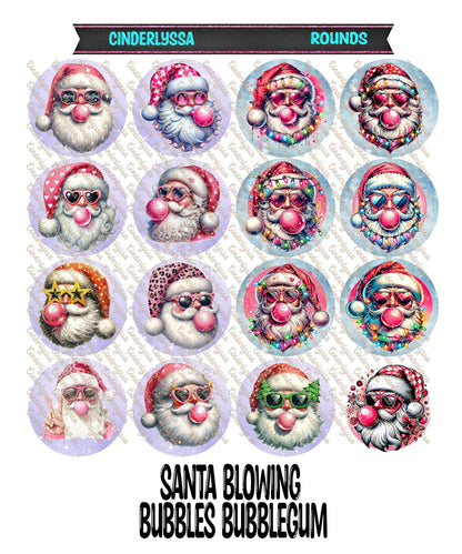 3.75 inch Round: Santa Blowing Bubbles Bubblegum for Cardstock Silicone Mold, for Aroma Bead Molds, Premium Cardstock Images