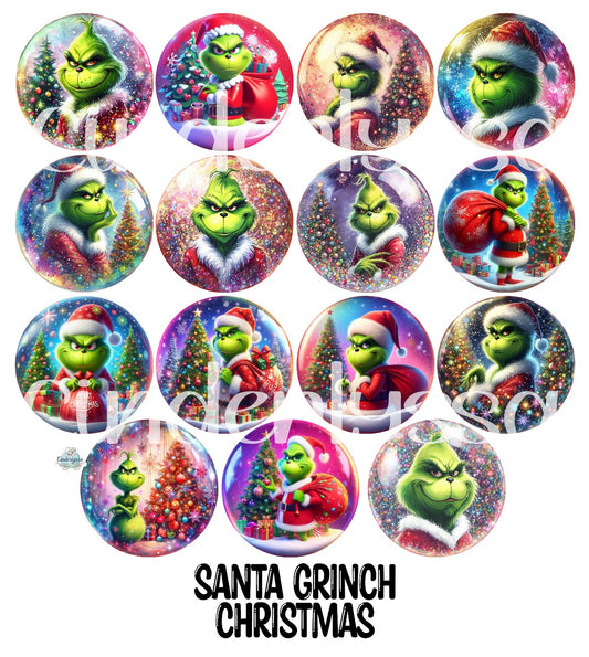 3.5 inch Round: Santa Grinch Christmas for Cardstock Silicone Mold, NO MOLD INCLUDED for Aroma Bead Molds, Premium Cardstock Images