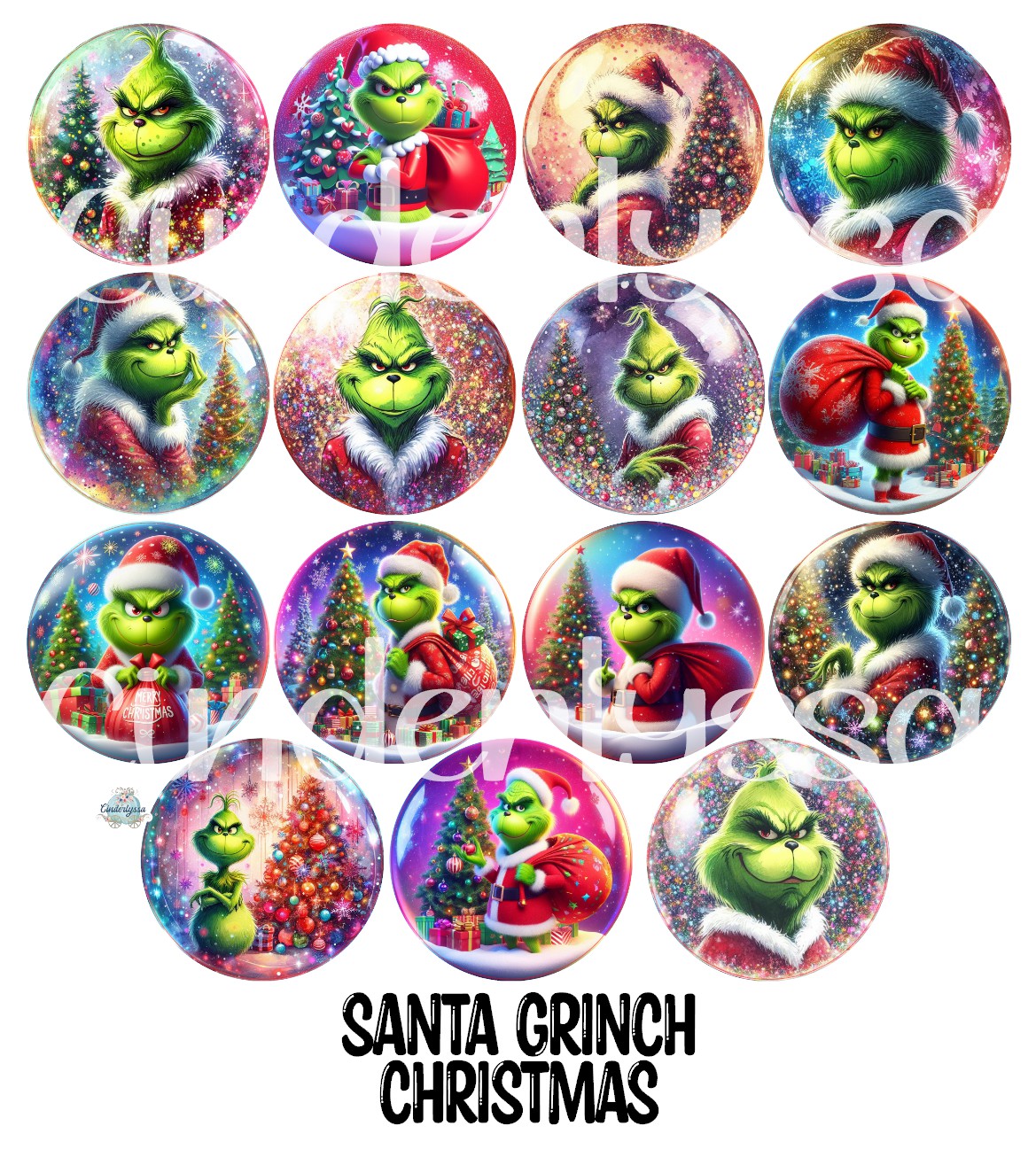 3 inch Round Santa Grinch Christmas Cardstock Only for freshies - NO MOLD for Aroma Bead Molds, Premium Cardstock Images
