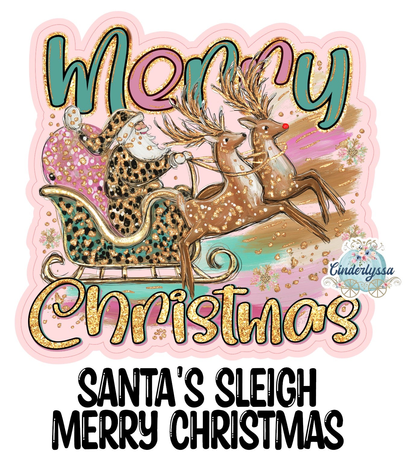 Santa's Sleigh Merry Christmas for Cardstock Silicone Mold, Aroma Bead Molds, Premium Cardstock Images